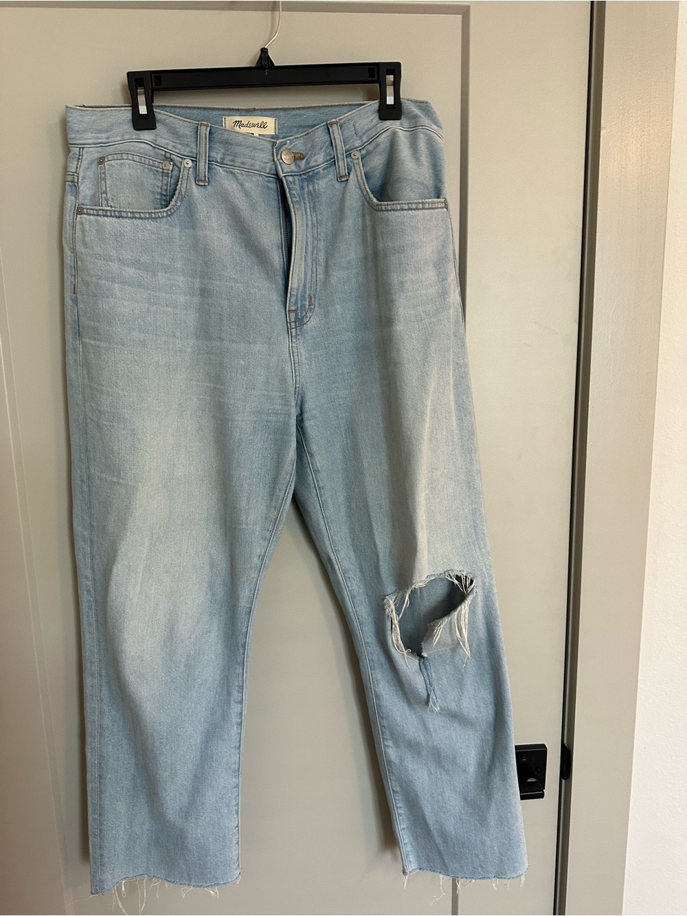 Madewell Light Blue Relaxed Jeans with Knee Distress